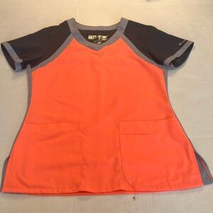 Grey's Anatomy by Barco Peach and Dark Gray Scrub Top